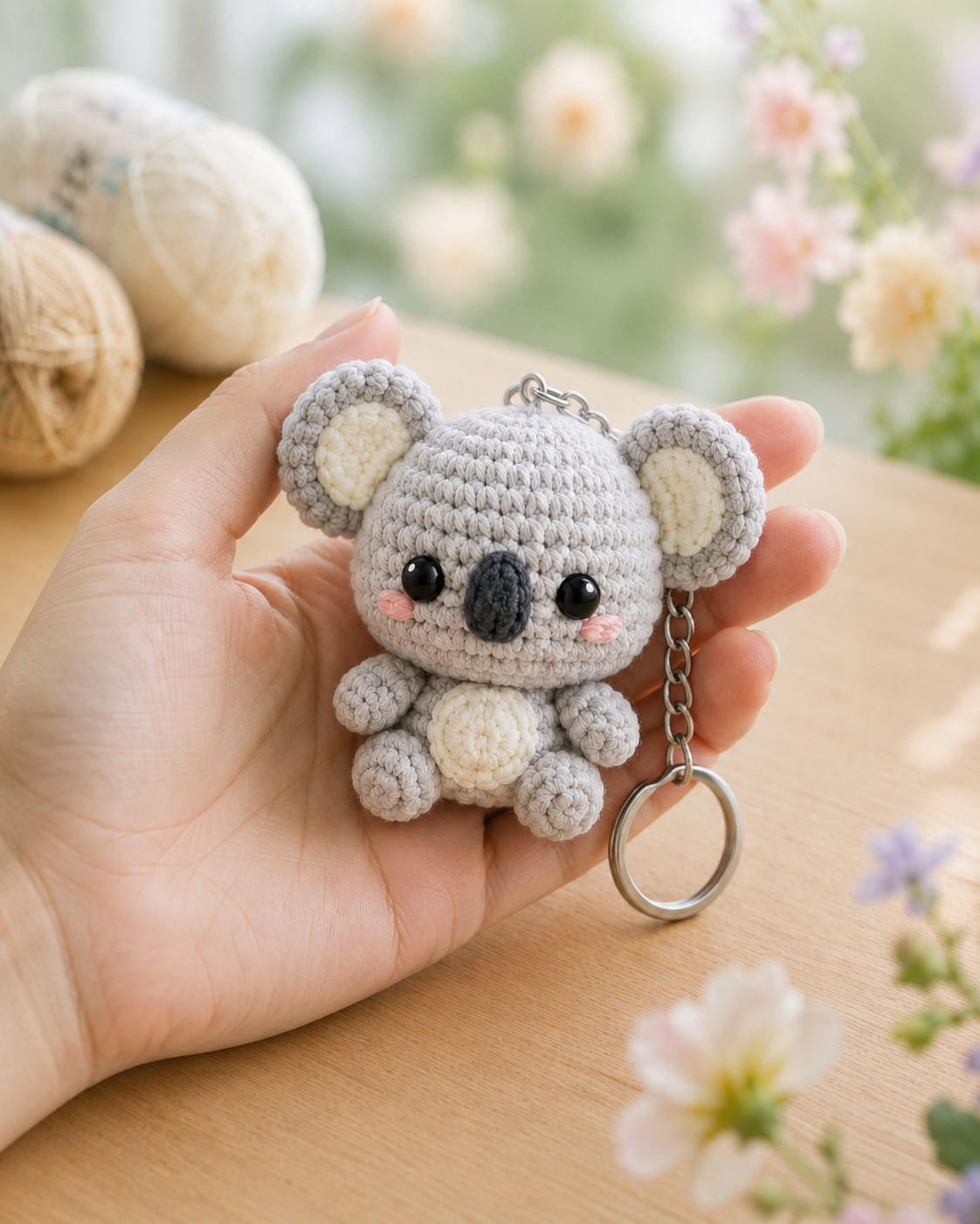 Handmade Crochet Koala Keychain | Adorable Australian Animal Bag Charm & Keyring