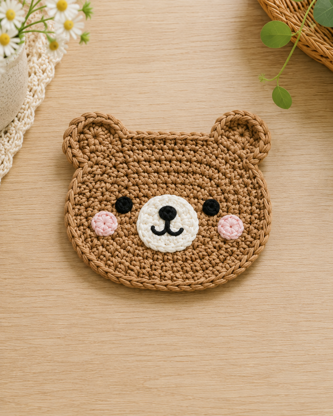 Handmade Crochet Animal & Fruit Coasters Set | Amigurumi Mug Rugs & Glasses Holders