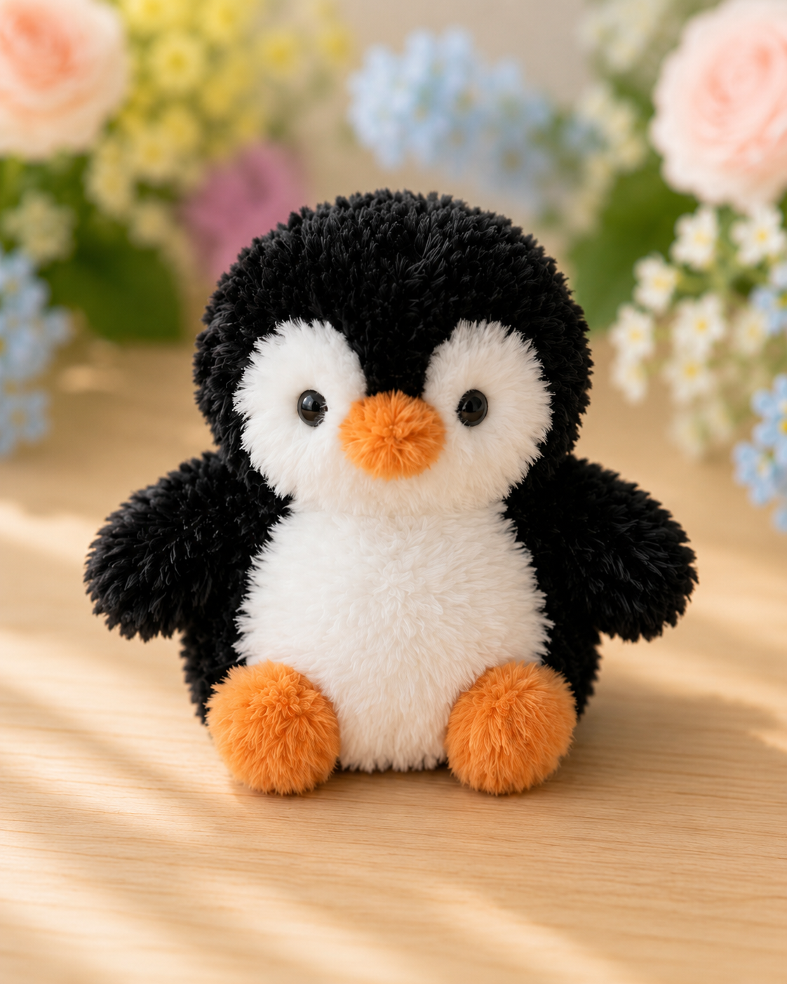 Fluffy Crochet Penguin Keychain | Handmade Velvet Amigurumi Animal Bag Charm