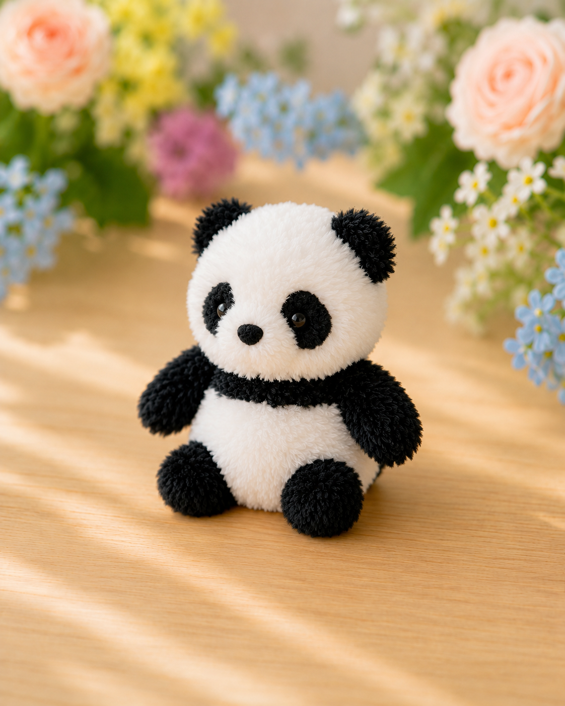 Fluffy Panda Crochet Plushie | Velvet Amigurumi Stuffed Animal Toy
