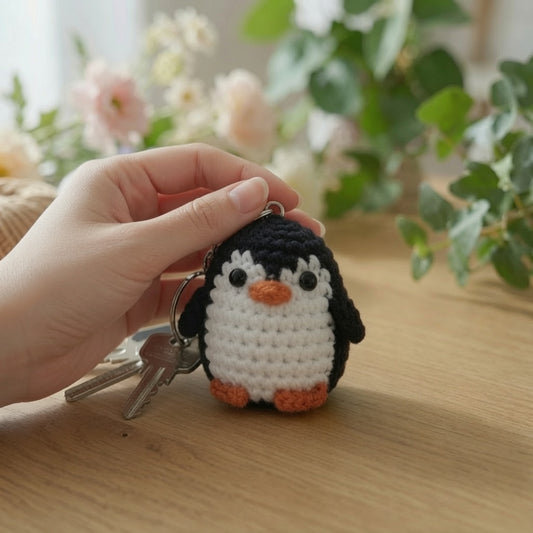 Adorable Crochet Penguin Keychain | Handmade Amigurumi Animal Bag Charm