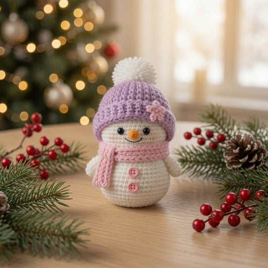 Handmade Crochet Snowman Ornament Set | Amigurumi Christmas Tree Decor Box