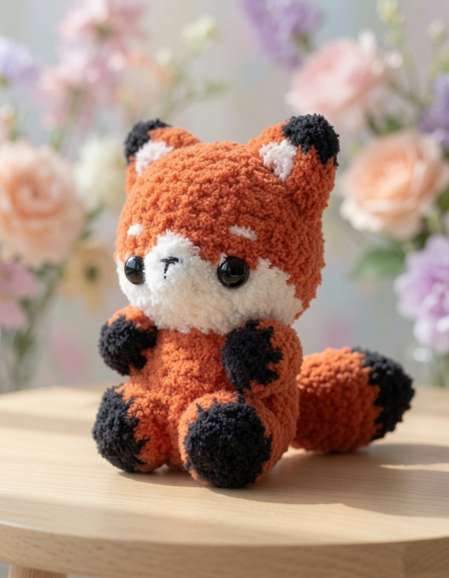 Fluffy Red Panda Crochet Plushie | Velvet Amigurumi Stuffed Animal Toy