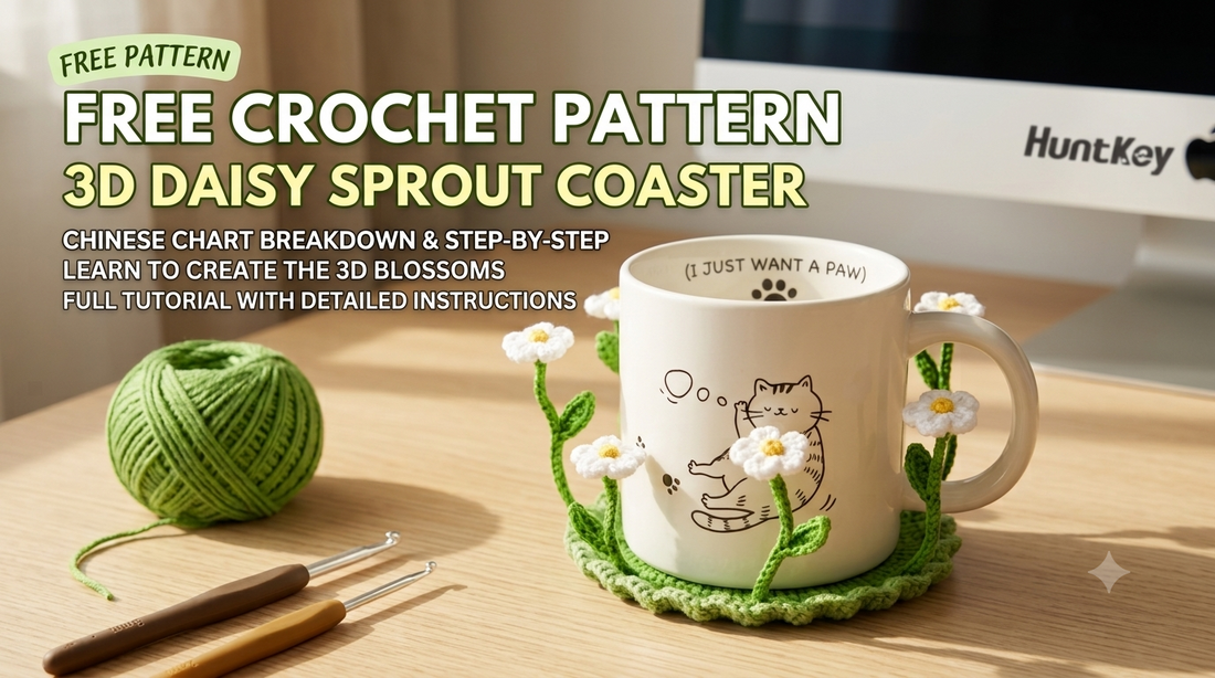 [Free Pattern] DIY 3D Daisy Sprout Coaster for Your Favorite Mug