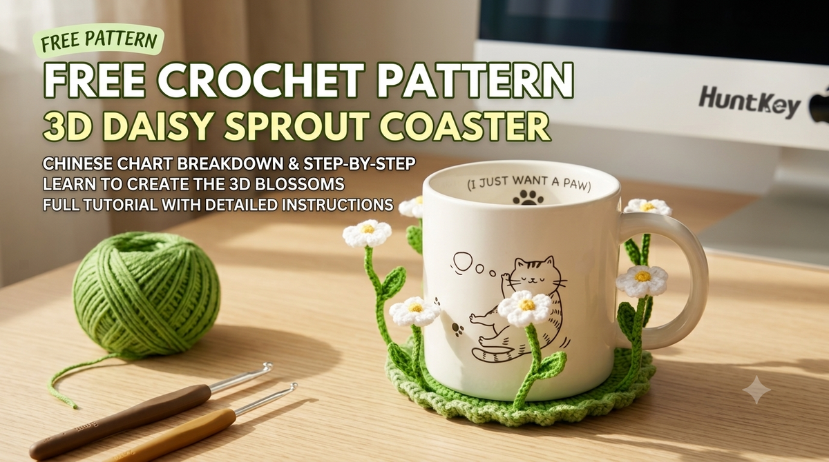 [Free Pattern] DIY 3D Daisy Sprout Coaster for Your Favorite Mug