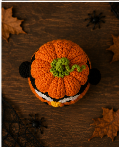 Spooky-Cute Crochet Pumpkin Penguin Keychain | Handmade Amigurumi Halloween Bag Charm