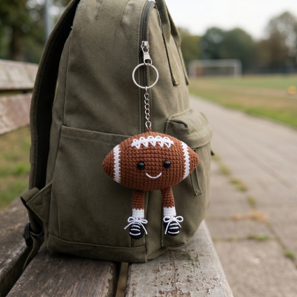 Crochet Sports Ball Keychain — Handmade Cute Ball Charm with Sneaker Legs
