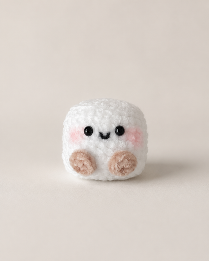 Cute Crochet Marshmallow Mochi Plush Set | Handmade Amigurumi Kawaii Desk Pet