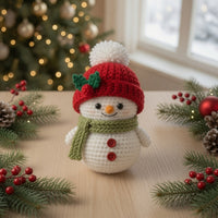 Handmade Crochet Snowman Ornament Set | Amigurumi Christmas Tree Decor Box