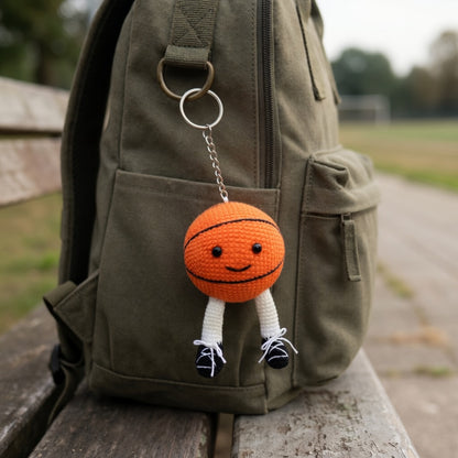 Crochet Sports Ball Keychain — Handmade Cute Ball Charm with Sneaker Legs