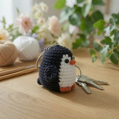 Adorable Crochet Penguin Keychain | Handmade Amigurumi Animal Bag Charm