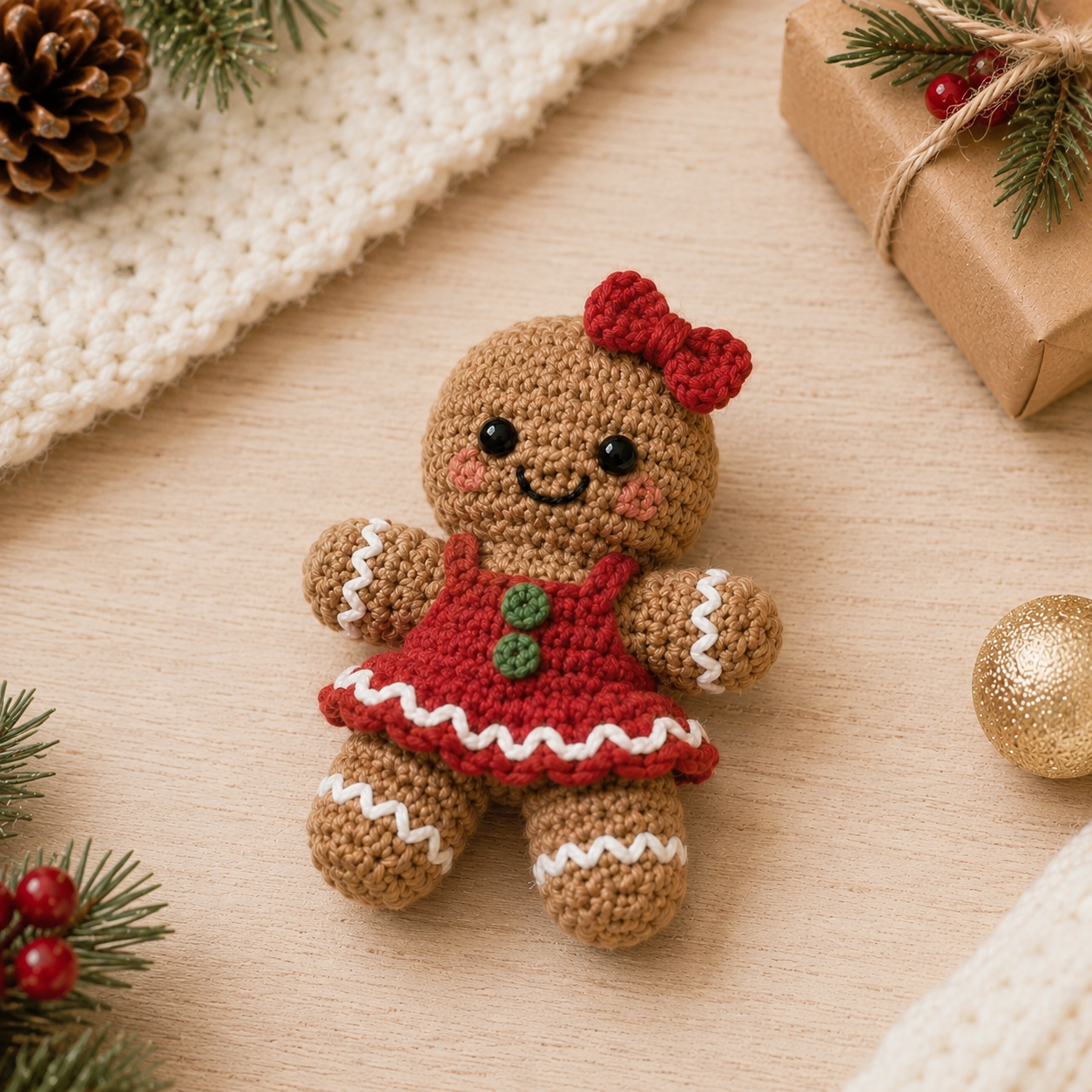 Festive Crochet Christmas Gingerbread Couple Keychains | Handmade Amigurumi Holiday Bag Charms