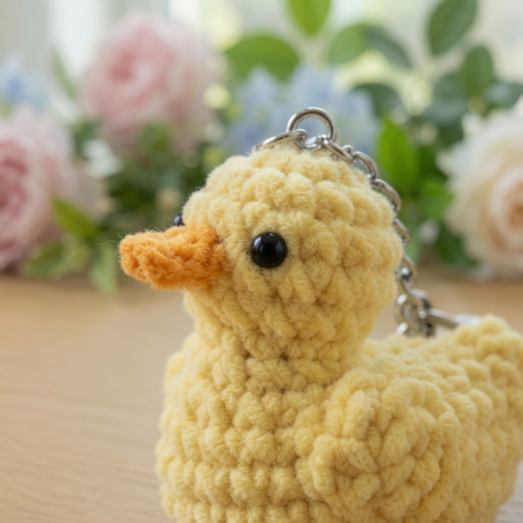 Cute Crochet Duck Keychain | Handmade Amigurumi Yellow Duckling Bag Charm