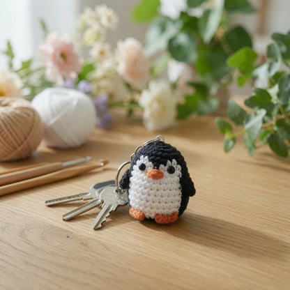 Adorable Crochet Penguin Keychain | Handmade Amigurumi Animal Bag Charm