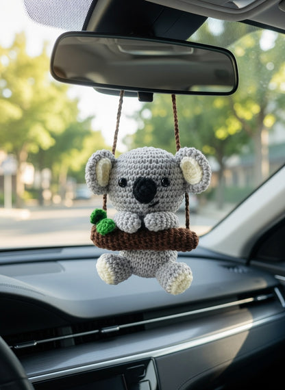Handmade Amigurumi Koala Bear Car Hanger | Cute Auto Decor Gift for Plant Lovers