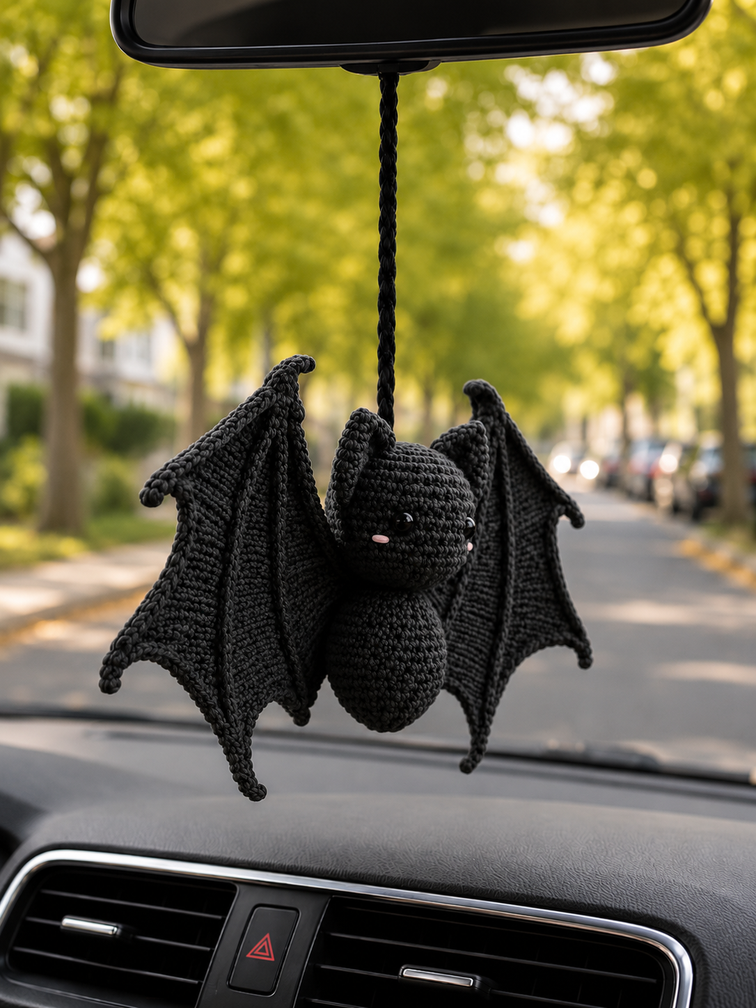 Handmade Crochet Bat Car Hanging Ornament | Spooky-Cute Halloween Auto Decor
