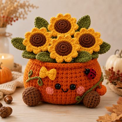 Handmade Crochet Halloween Cat in Pumpkin Car Hanging Ornament | Spooky-Cute Mirror Charm