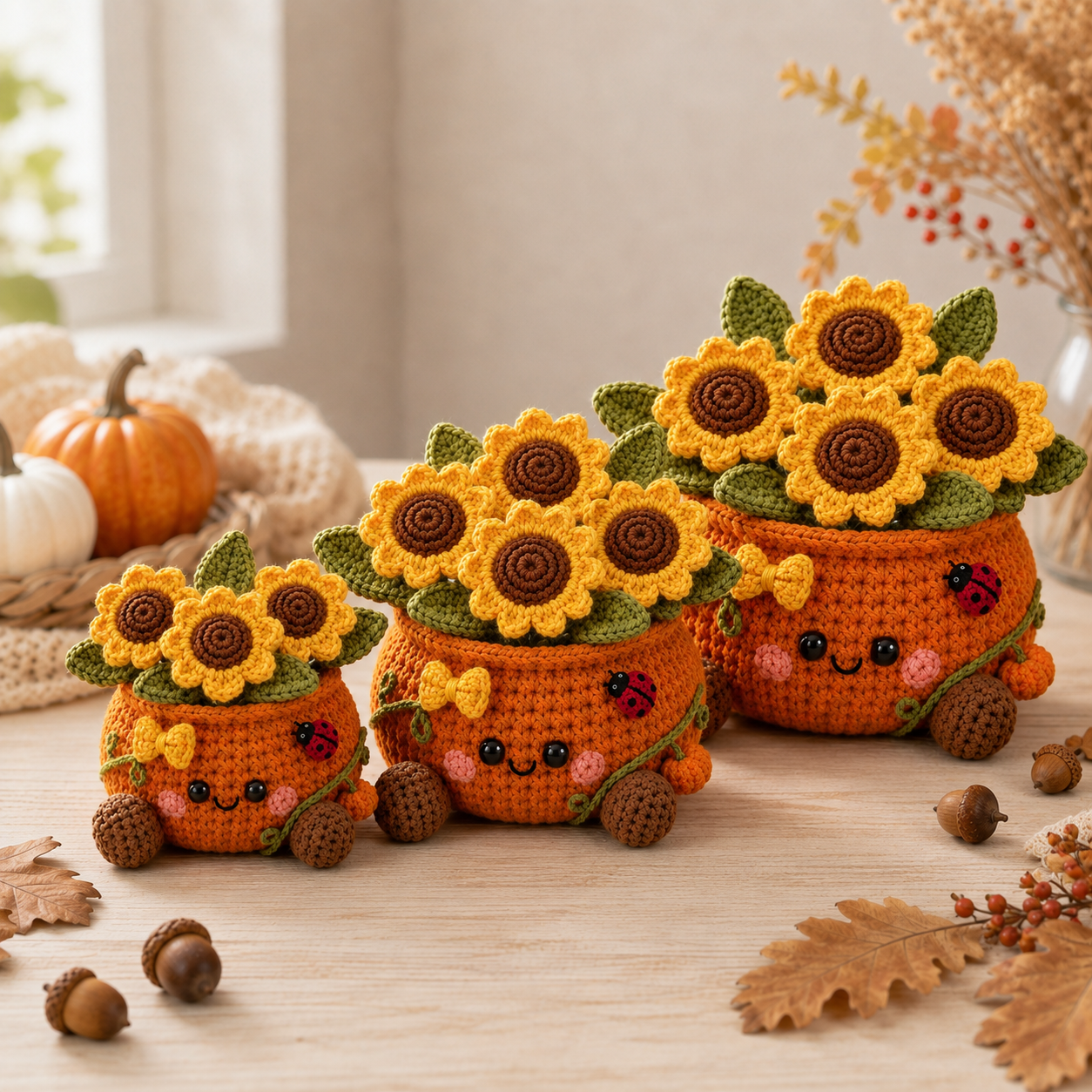 Handmade Crochet Halloween Cat in Pumpkin Car Hanging Ornament | Spooky-Cute Mirror Charm