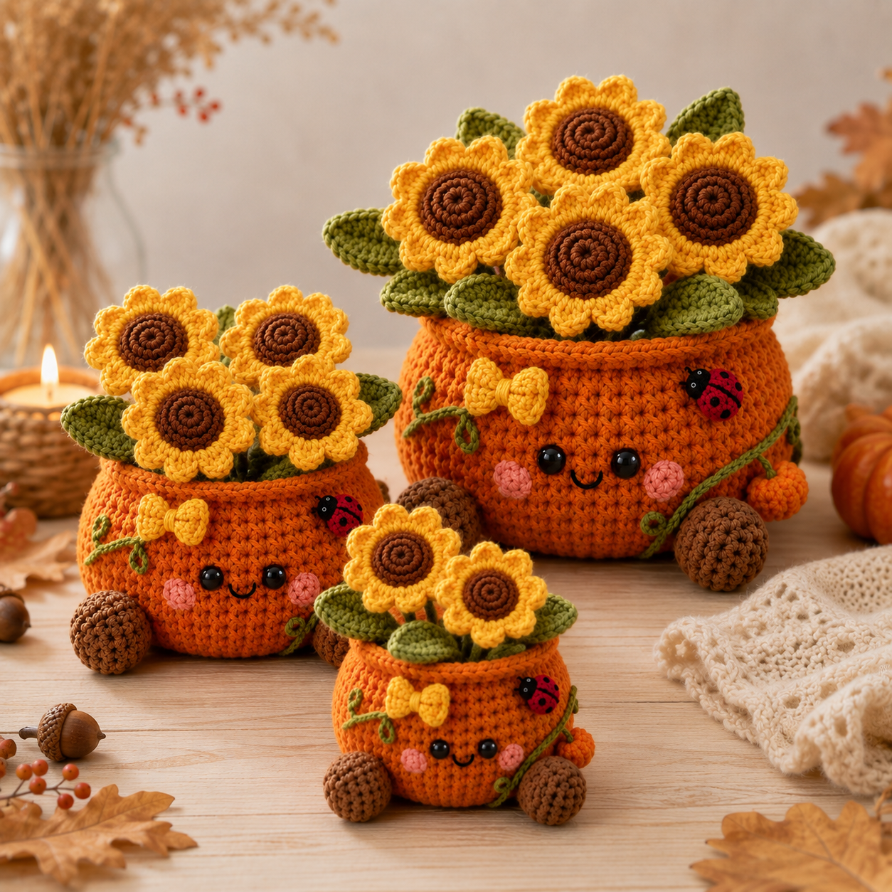 Handmade Crochet Halloween Cat in Pumpkin Car Hanging Ornament | Spooky-Cute Mirror Charm