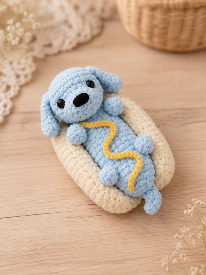 Handmade Crochet Hot Dog Dachshund Plushie | Adorable Stuffed Puppy in Bun Toy
