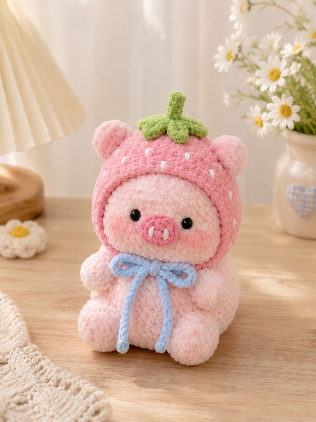 Handmade Crochet Piggy in Costume Plushie Collection | Soft Velvet Amigurumi Stuffed Animal