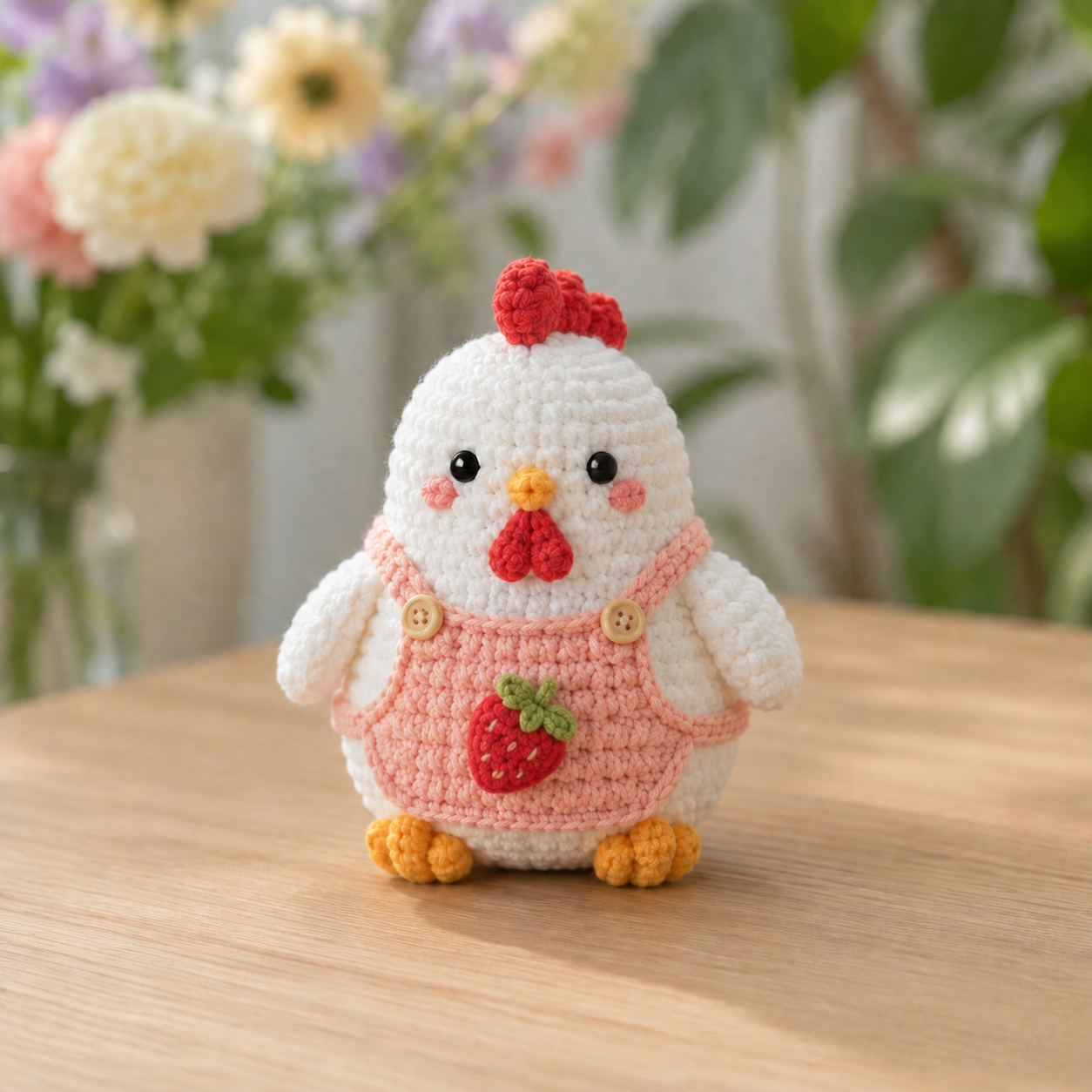 Handmade Crochet Chicken in Overalls Plushie Collection | Soft Milk Cotton Amigurumi Stuffed Animal