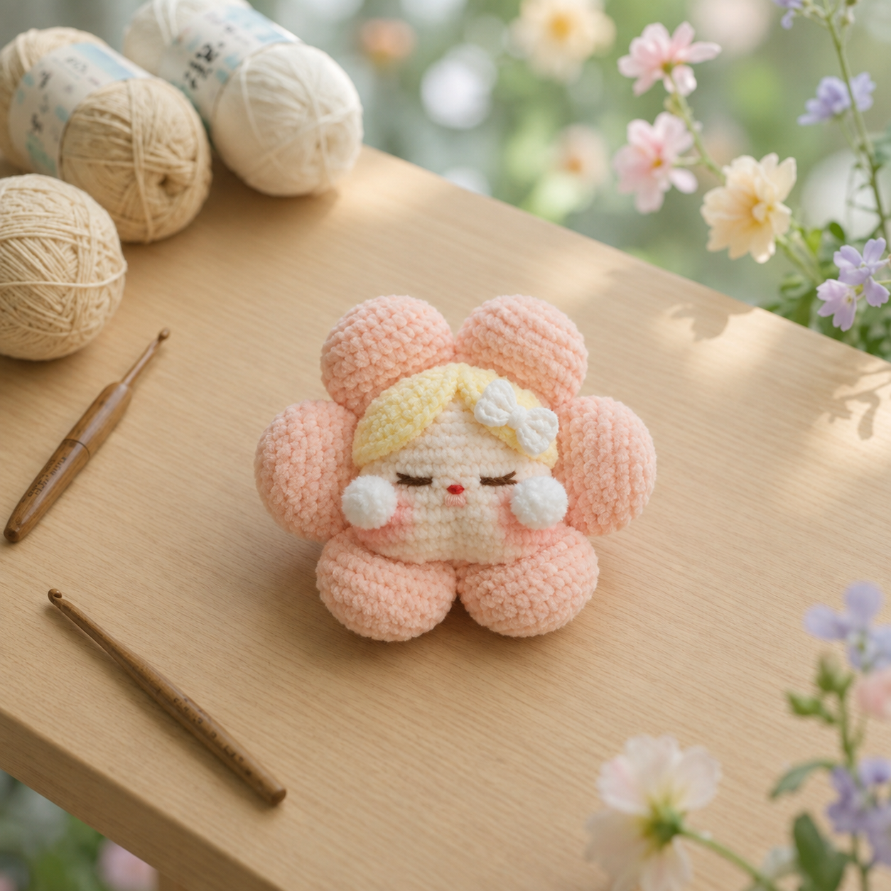 Handmade Crochet Flower Doll Plushie Collection | Soft Velvet Amigurumi Floral Fairy Toy