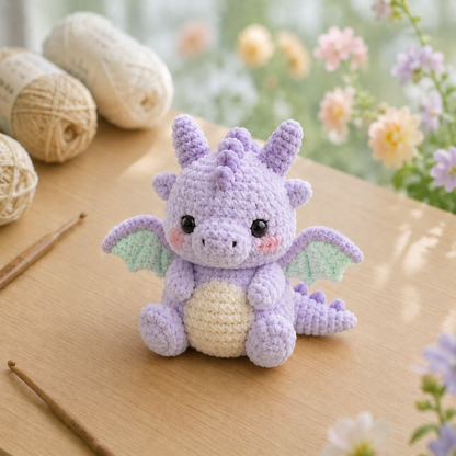 Handmade Crochet Little Dragon Plushie Collection | Soft Velvet Amigurumi Fantasy Stuffed Animal