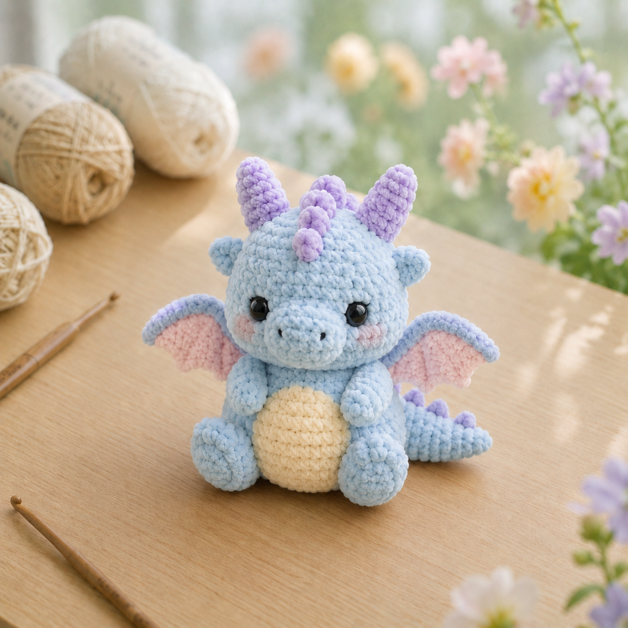 Handmade Crochet Little Dragon Plushie Collection | Soft Velvet Amigurumi Fantasy Stuffed Animal