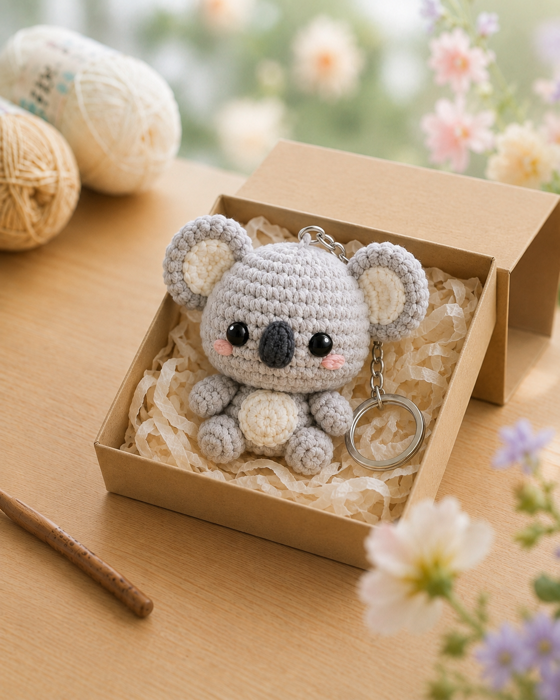 Handmade Crochet Koala Keychain | Adorable Australian Animal Bag Charm & Keyring