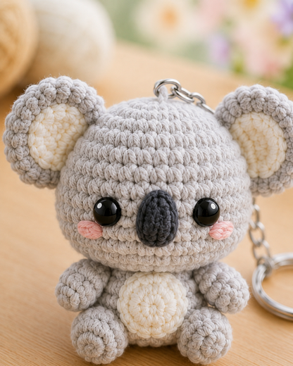 Handmade Crochet Koala Keychain | Adorable Australian Animal Bag Charm & Keyring