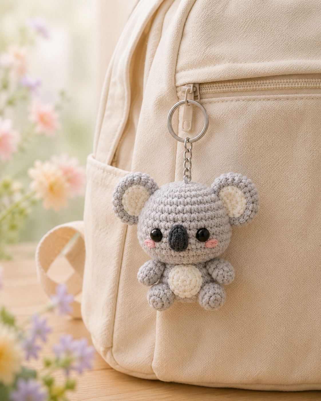 Handmade Crochet Koala Keychain | Adorable Australian Animal Bag Charm & Keyring