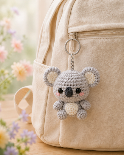 Handmade Crochet Koala Keychain | Adorable Australian Animal Bag Charm & Keyring
