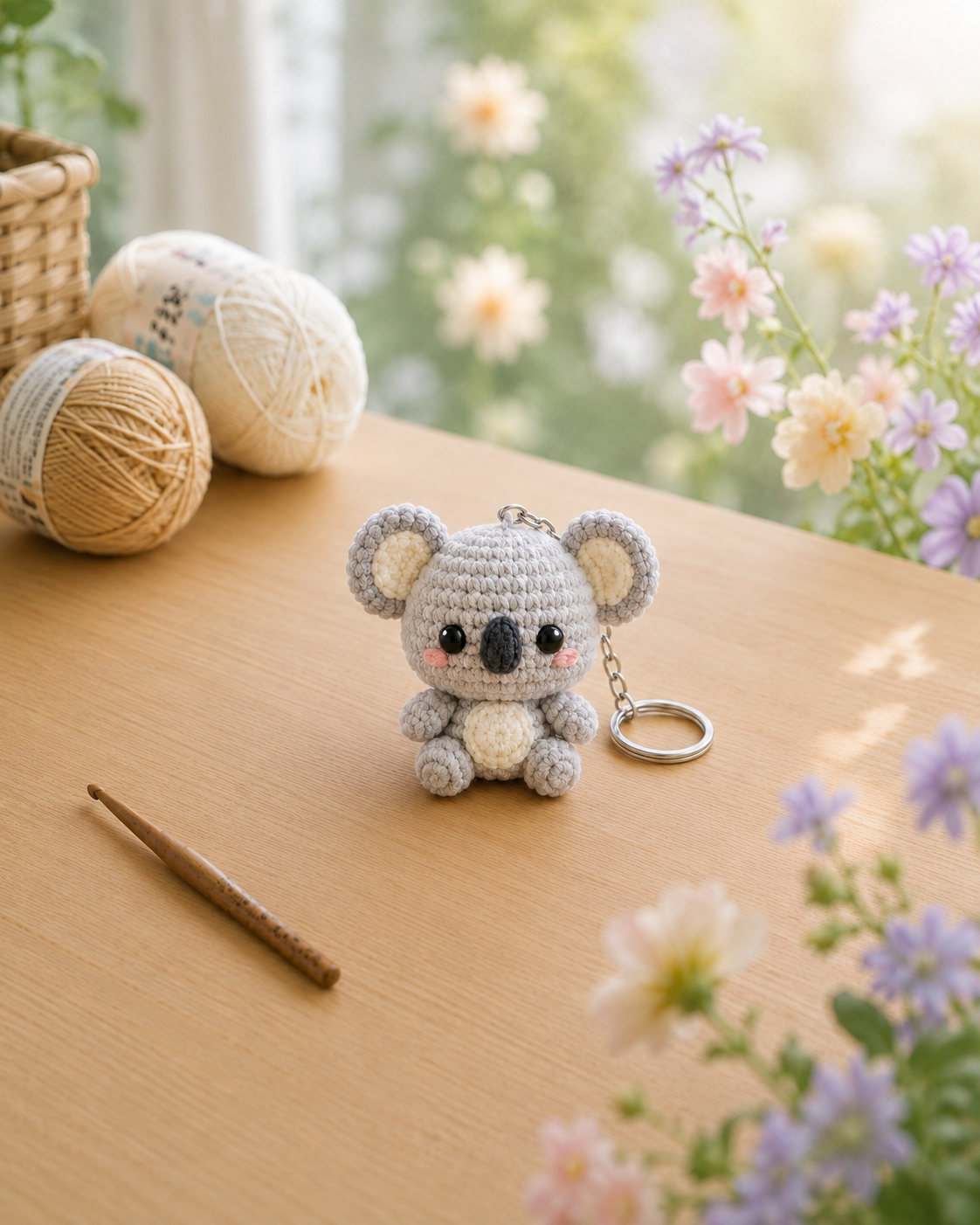 Handmade Crochet Koala Keychain | Adorable Australian Animal Bag Charm & Keyring