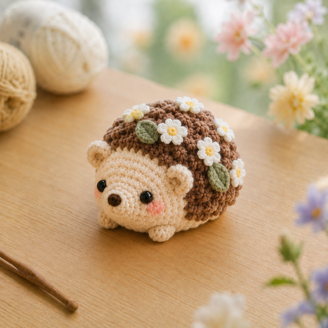 Handmade Crochet Floral Hedgehog Plushie Collection | Soft Milk Cotton Amigurumi Stuffed Animal