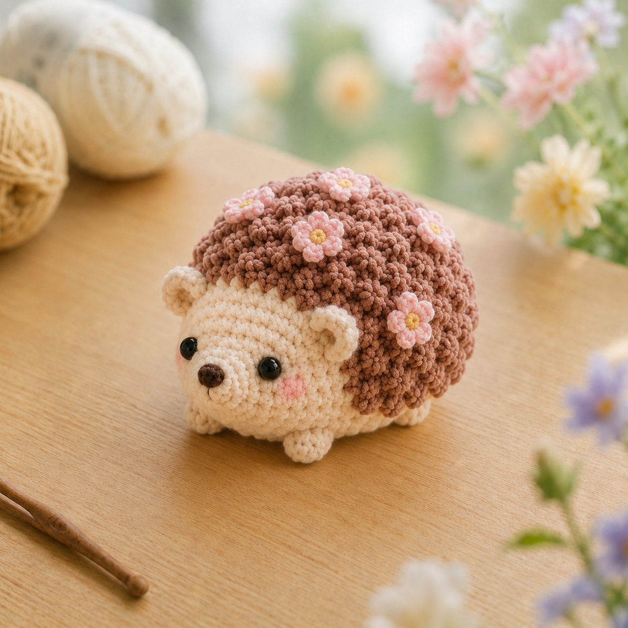 Handmade Crochet Floral Hedgehog Plushie Collection | Soft Milk Cotton Amigurumi Stuffed Animal