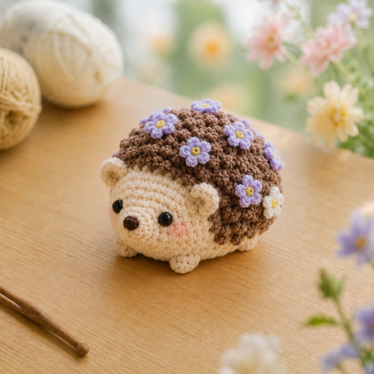 Handmade Crochet Floral Hedgehog Plushie Collection | Soft Milk Cotton Amigurumi Stuffed Animal