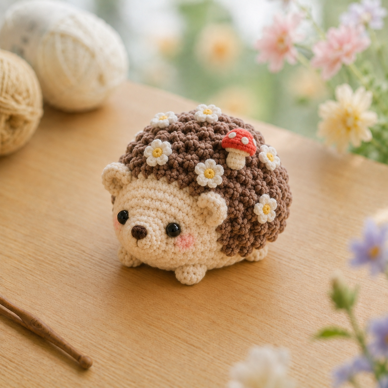 Handmade Crochet Floral Hedgehog Plushie Collection | Soft Milk Cotton Amigurumi Stuffed Animal
