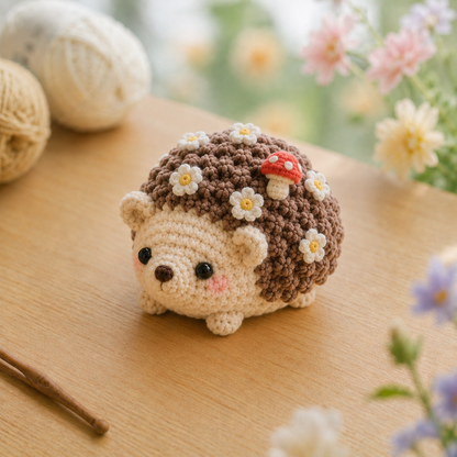 Handmade Crochet Floral Hedgehog Plushie Collection | Soft Milk Cotton Amigurumi Stuffed Animal