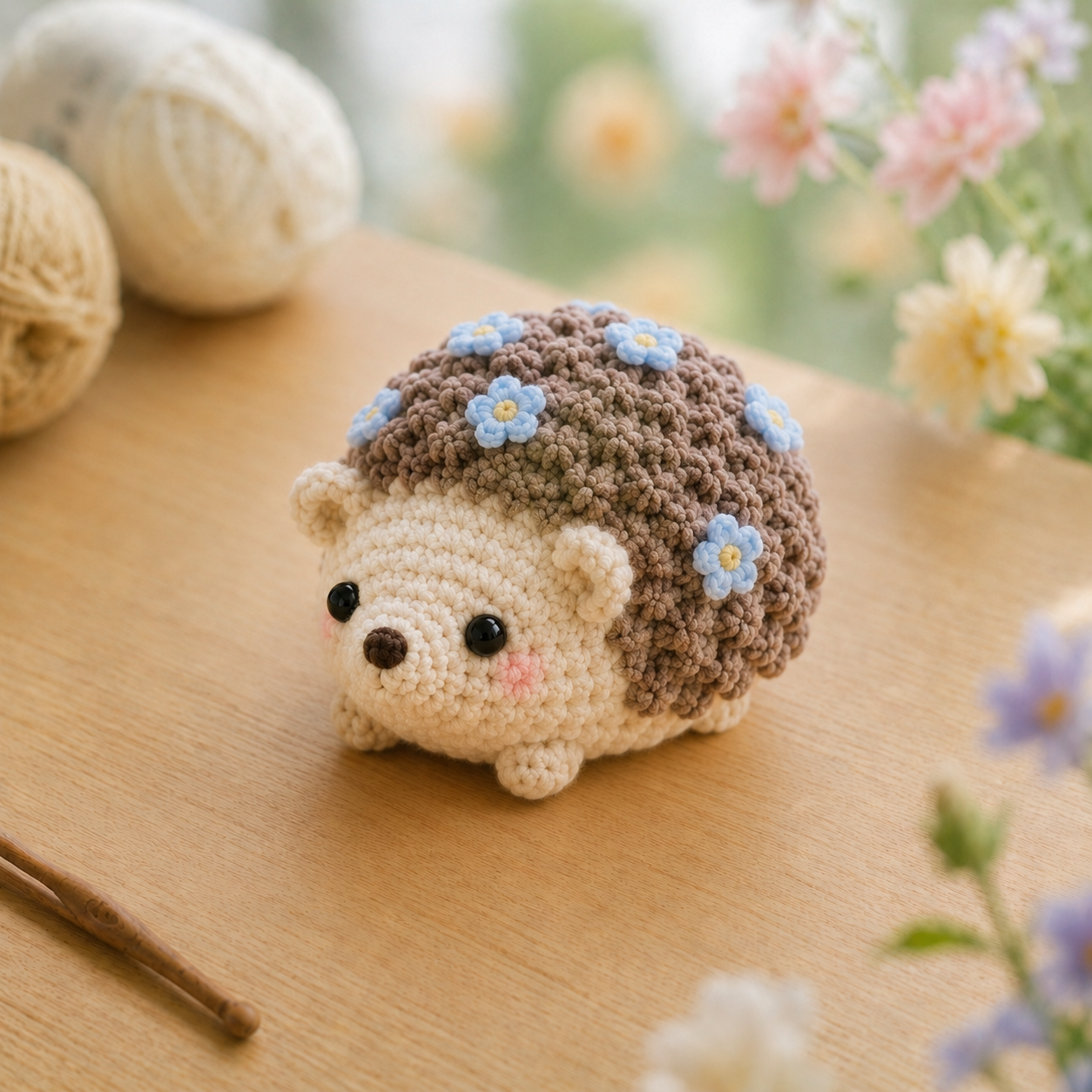 Handmade Crochet Floral Hedgehog Plushie Collection | Soft Milk Cotton Amigurumi Stuffed Animal