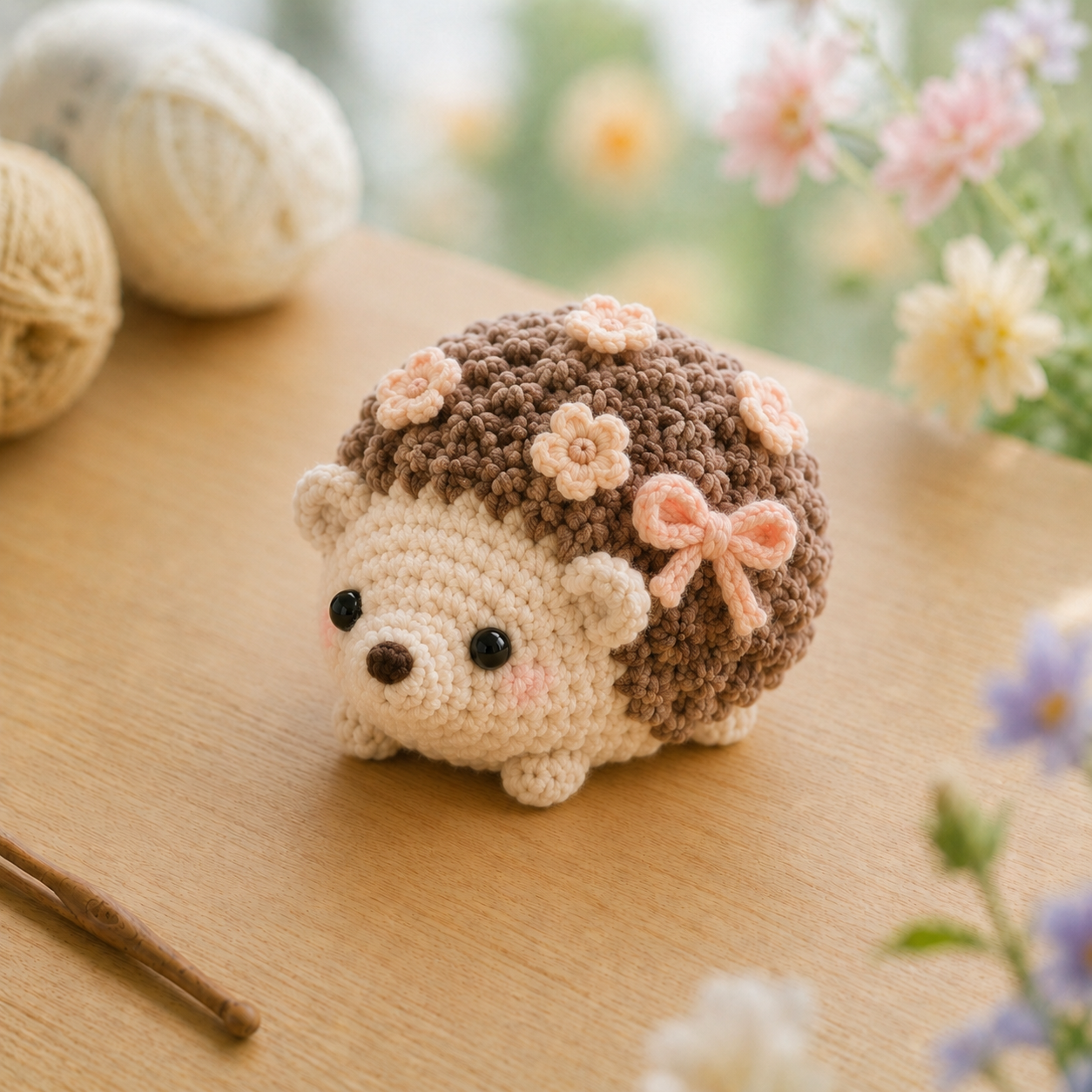 Handmade Crochet Floral Hedgehog Plushie Collection | Soft Milk Cotton Amigurumi Stuffed Animal
