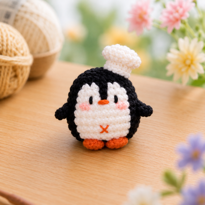 Handmade Crochet Chef Penguin Plushie Collection | Soft Milk Cotton Amigurumi Stuffed Animal Set
