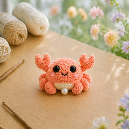 Handmade Crochet Cute Crab Plushie Collection | Soft Velvet Amigurumi Stuffed Animal Set