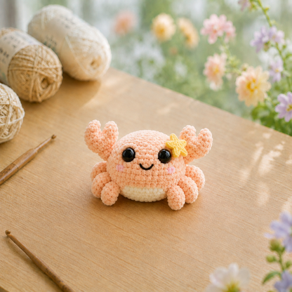 Handmade Crochet Cute Crab Plushie Collection | Soft Velvet Amigurumi Stuffed Animal Set