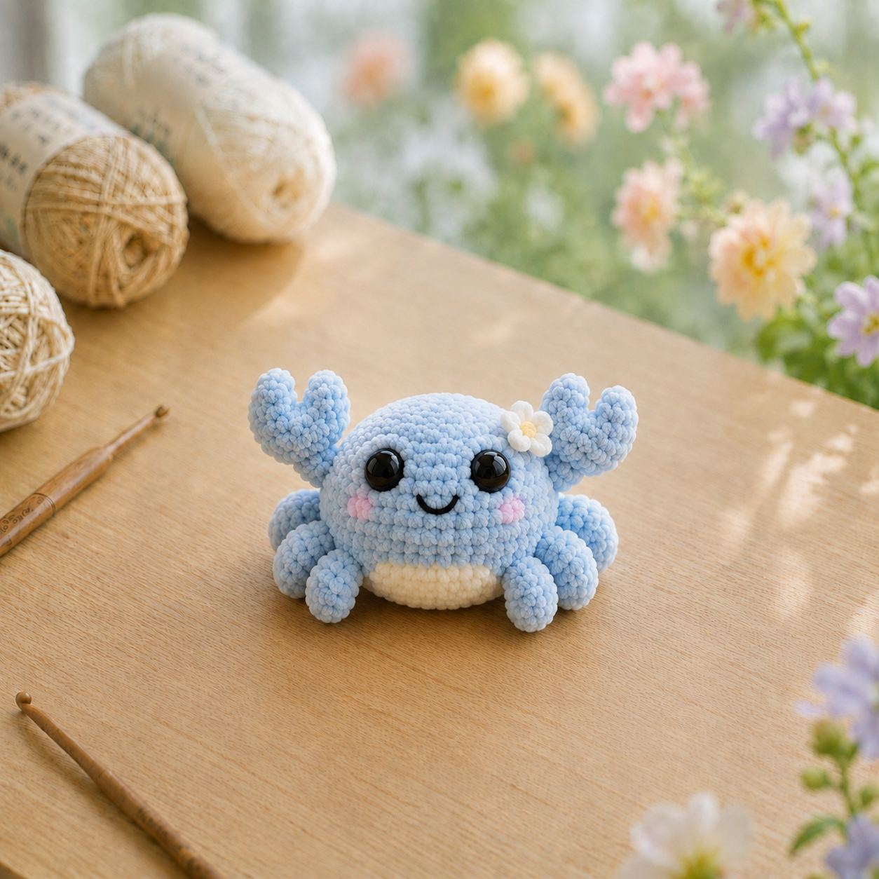 Handmade Crochet Cute Crab Plushie Collection | Soft Velvet Amigurumi Stuffed Animal Set