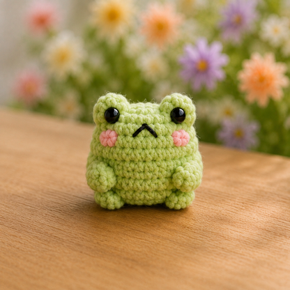 Handmade Crochet Cute Frog Plushie Collection | Soft Velvet Amigurumi Stuffed Animal Set