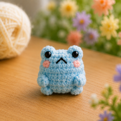 Handmade Crochet Cute Frog Plushie Collection | Soft Velvet Amigurumi Stuffed Animal Set