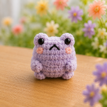 Handmade Crochet Cute Frog Plushie Collection | Soft Velvet Amigurumi Stuffed Animal Set