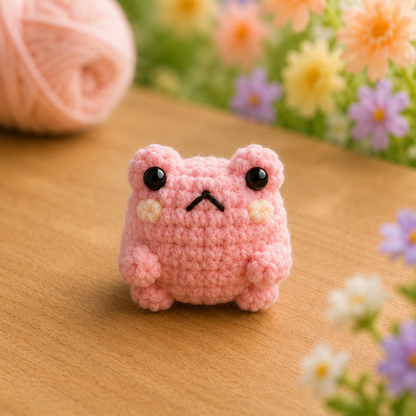 Handmade Crochet Cute Frog Plushie Collection | Soft Velvet Amigurumi Stuffed Animal Set