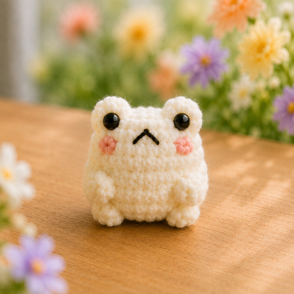 Handmade Crochet Cute Frog Plushie Collection | Soft Velvet Amigurumi Stuffed Animal Set